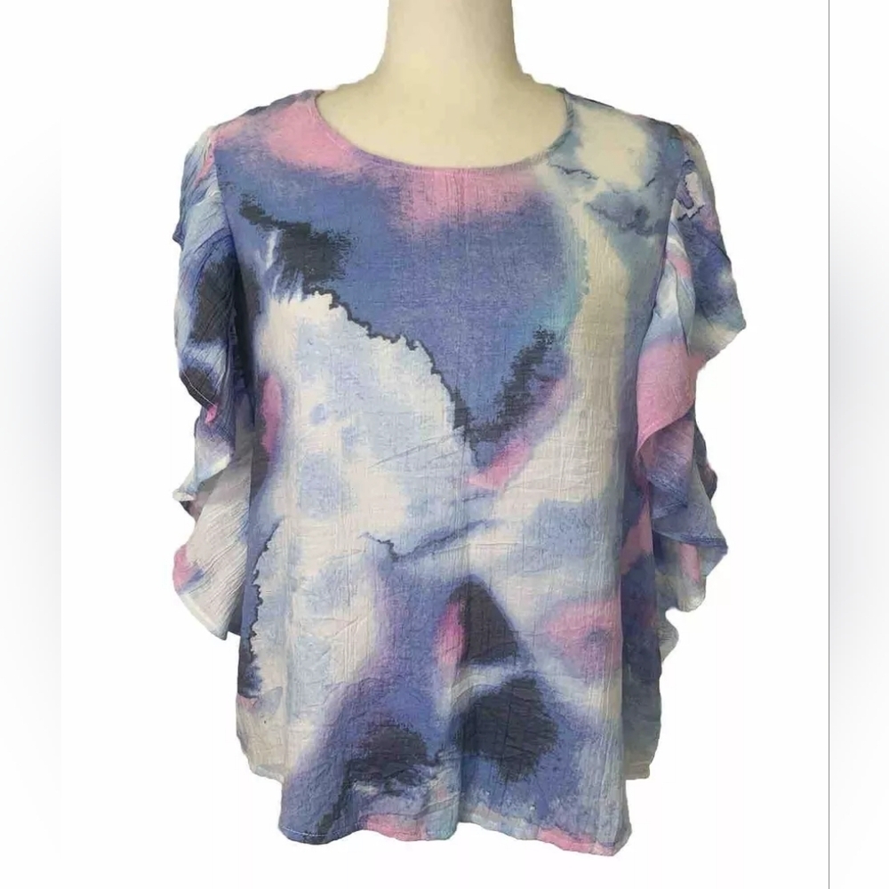 NWT Zac & Rachel Tie Dye Ruffle Top - Picture 1 of 9